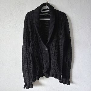 Lauren Ralph Lauren Black Cable Knit Cardigan